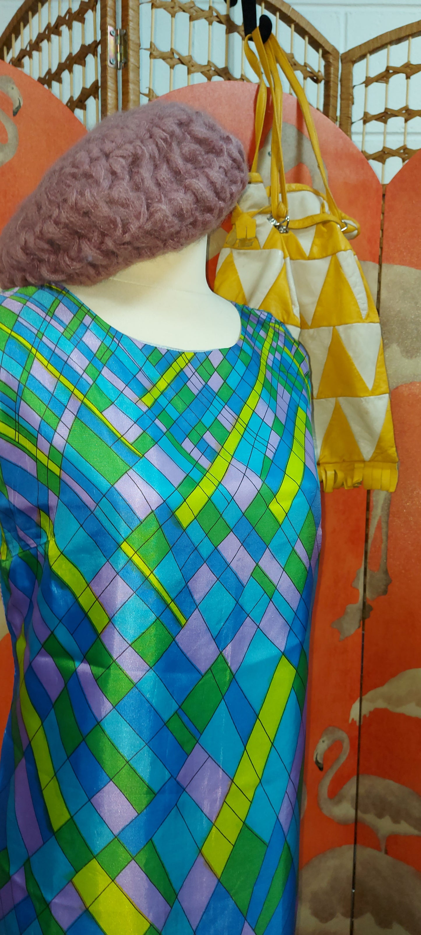 1960's Come fly with me ! Geometric Print Shift Dress