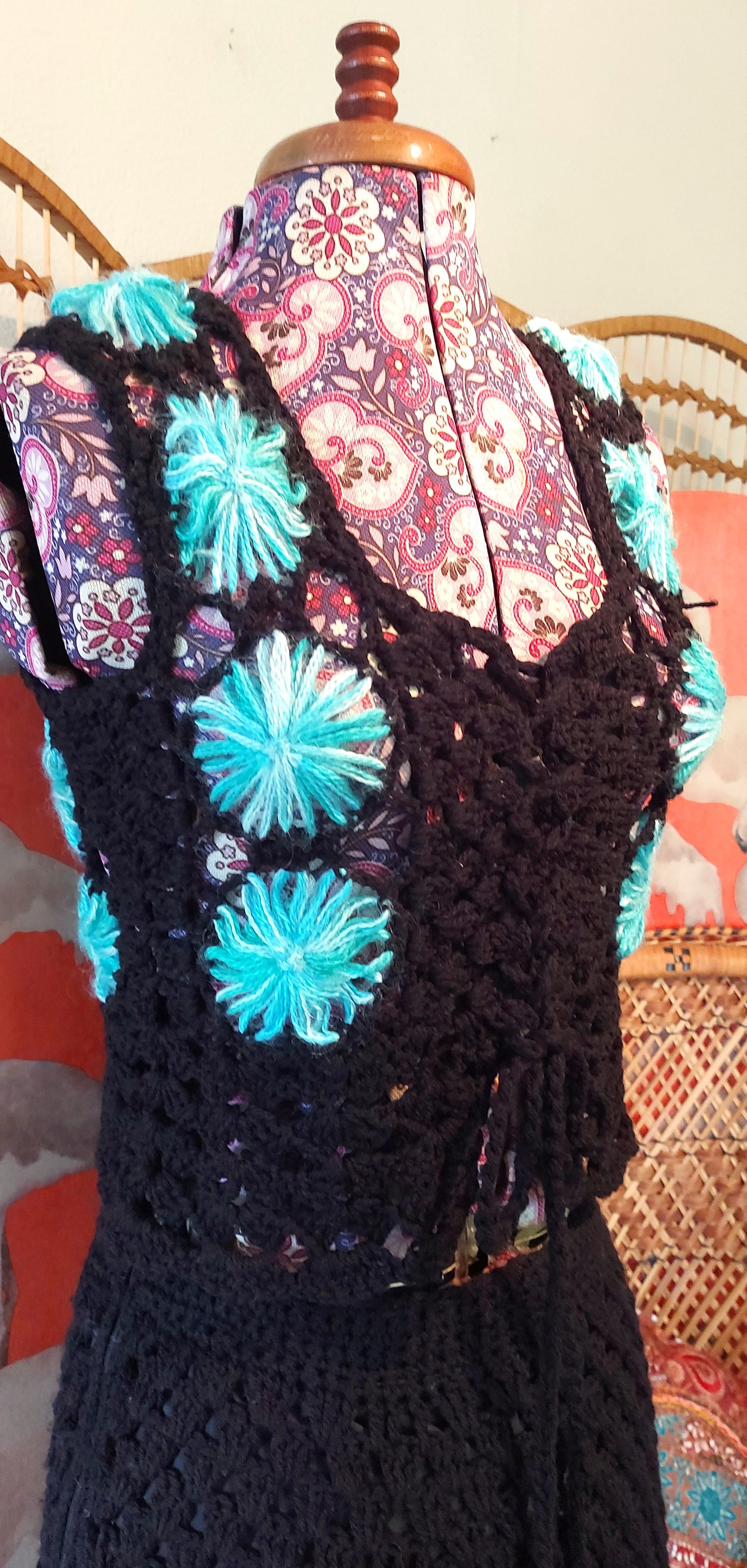 1970's Crochet Two Piece Waistcoat and Skirt