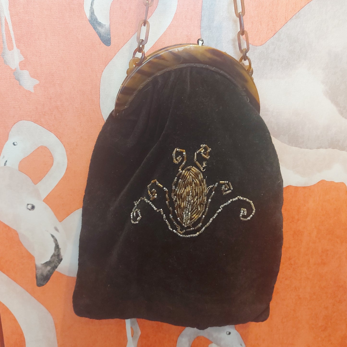 1920's velvet and Lucite Beetle bag
