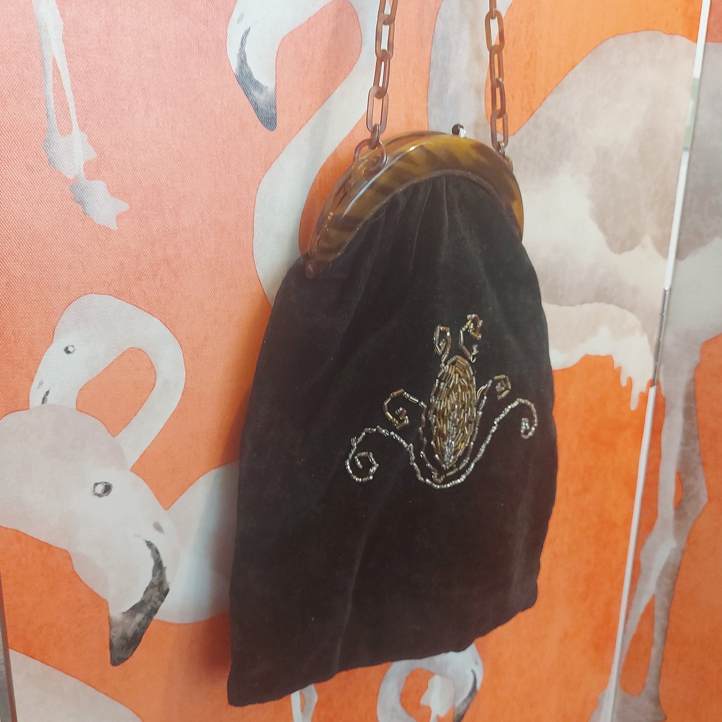1920's velvet and Lucite Beetle bag