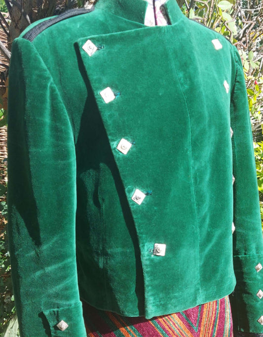 Steam punk green goddess velvet Military Jacket